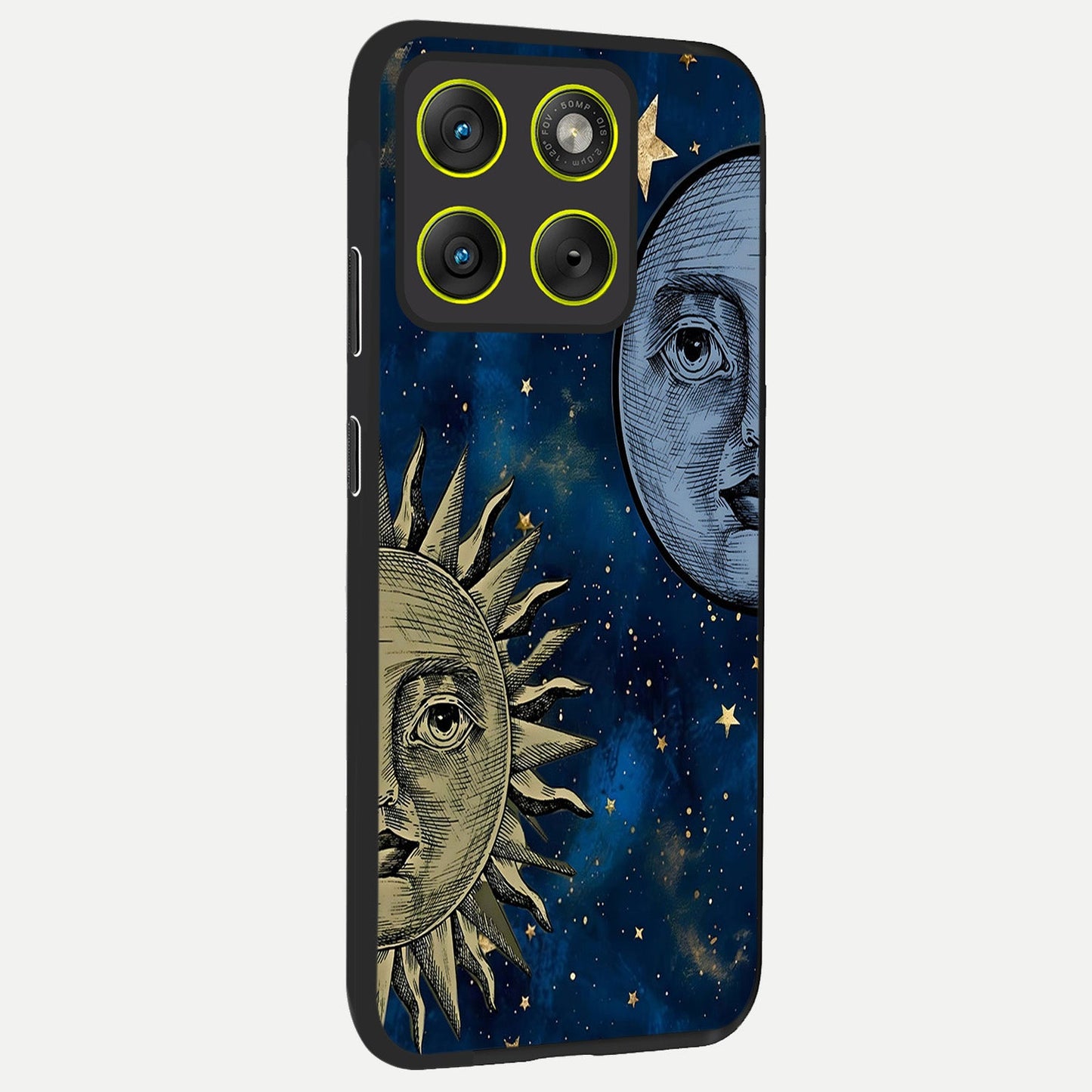  Celestial Moon With Sun back cover For Moto Edge 70 slim fit glass case with vibrant aesthetic design