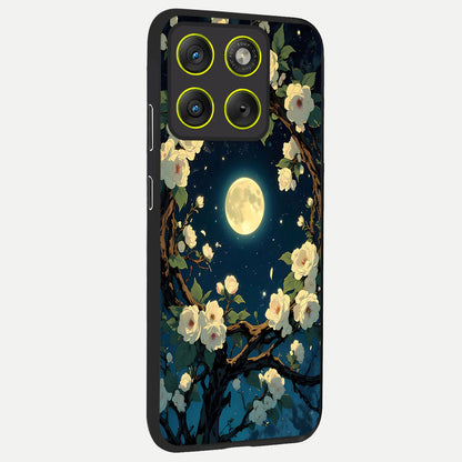  Celestial Moon And Flower back cover For Moto Edge 70 slim fit glass case with vibrant aesthetic design