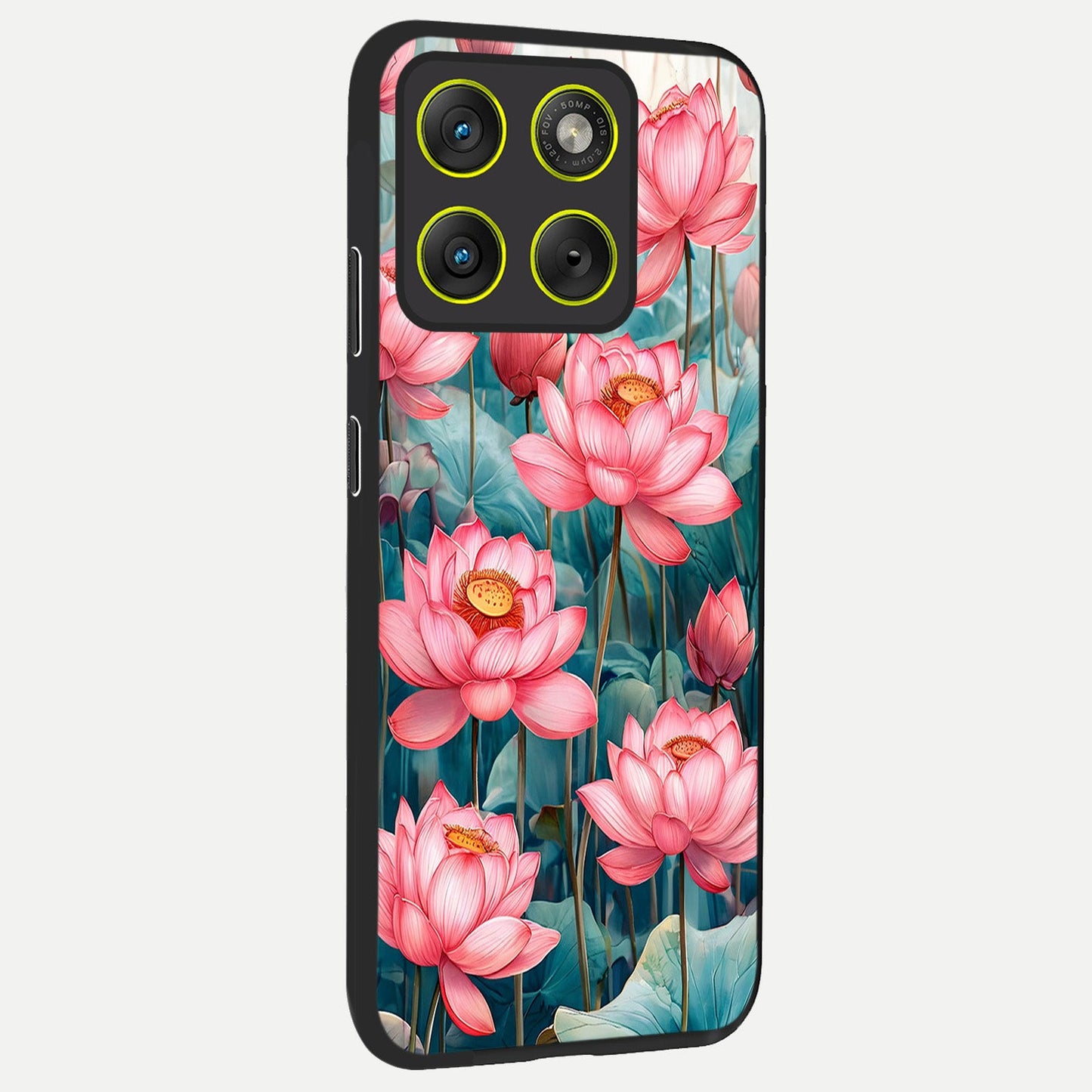  Celestial Pink Lotus back cover For Moto Edge 70 slim fit glass case with vibrant aesthetic design