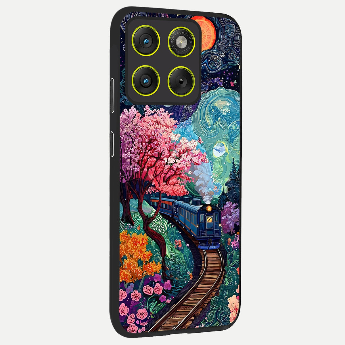  Celestial Train Journey back cover For Moto Edge 70 slim fit glass case with vibrant aesthetic design