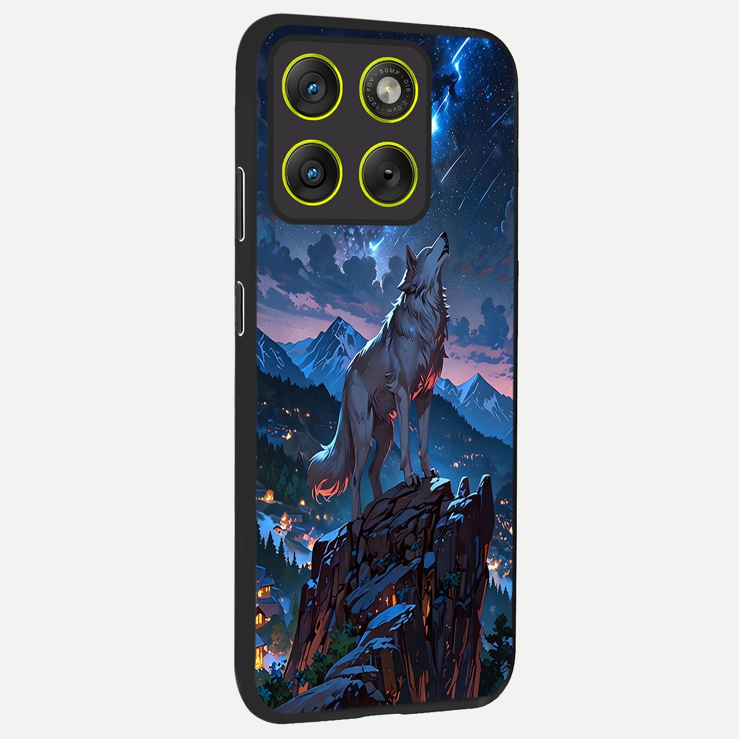  Celestial Wolf Howl back cover For Moto Edge 70 slim fit glass case with vibrant aesthetic design