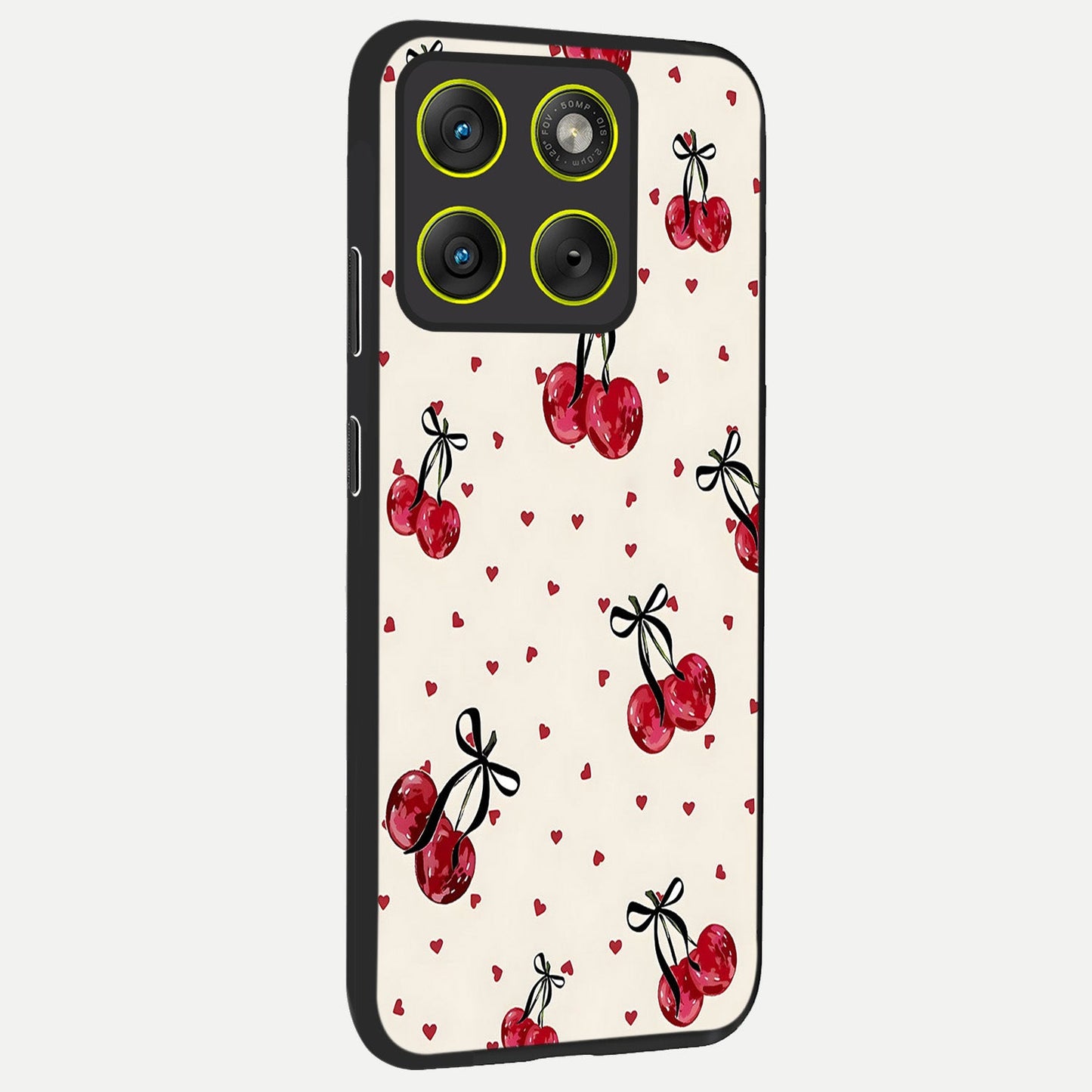 Cherry Heart Bow back cover For Moto Edge 70 slim fit glass case with vibrant aesthetic design