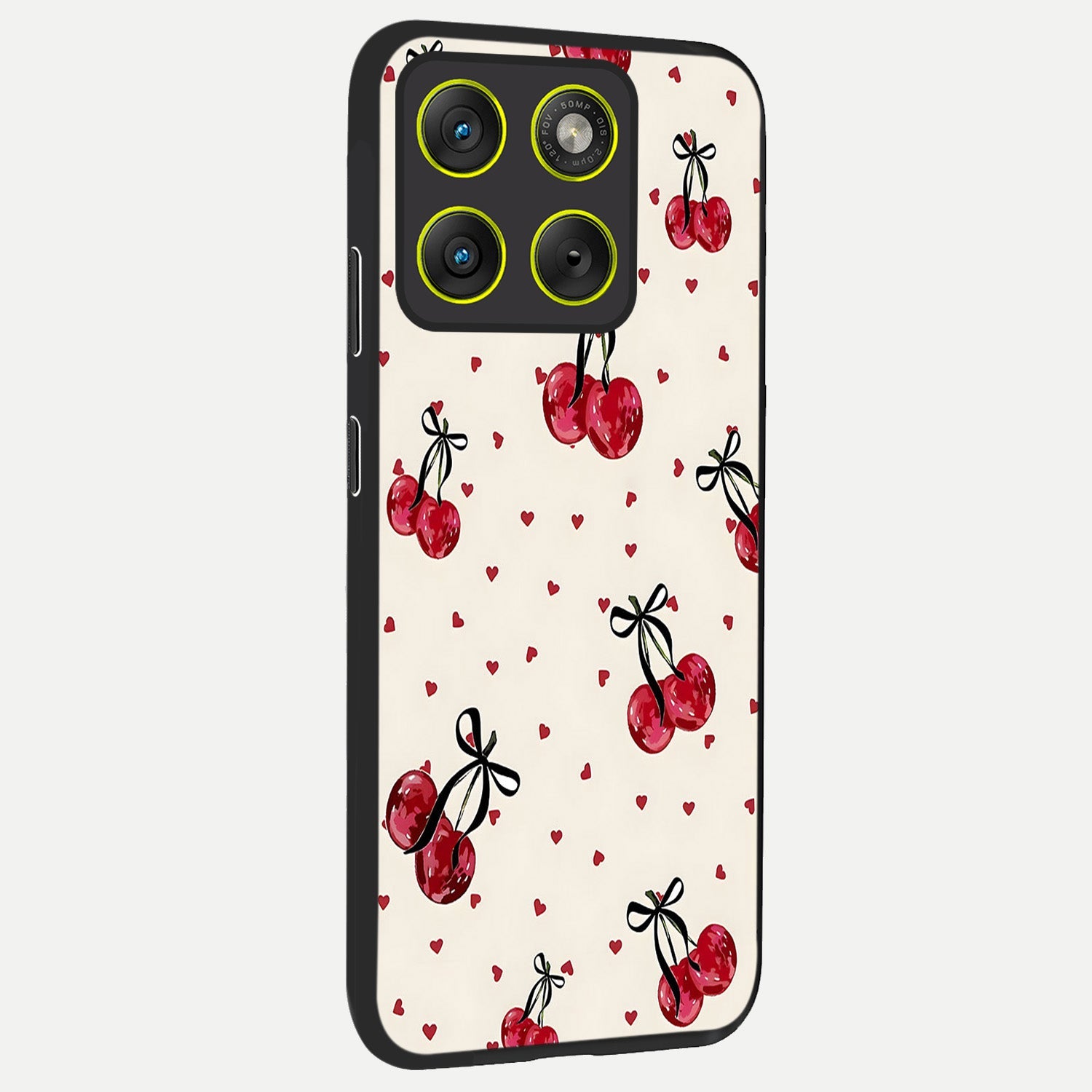  Cherry Heart Bow back cover For Moto Edge 70 slim fit glass case with vibrant aesthetic design