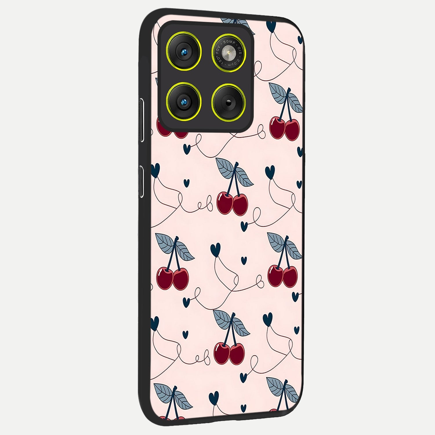  Cherry Heart Line back cover For Moto Edge 70 slim fit glass case with vibrant aesthetic design