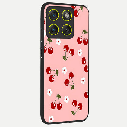  Cherry Love Mood back cover For Moto Edge 70 slim fit glass case with vibrant aesthetic design