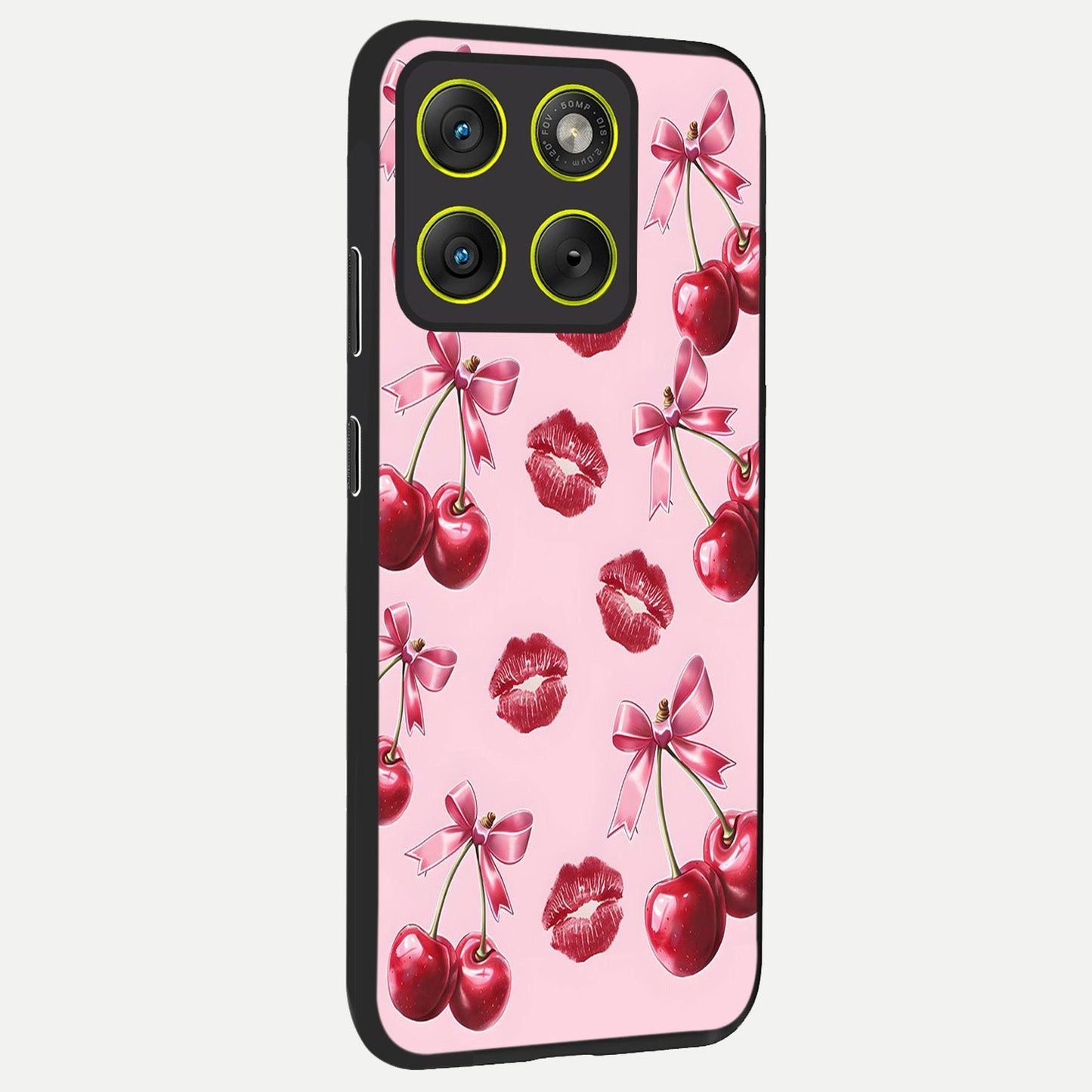  Cherry With Lips back cover For Moto Edge 70 slim fit glass case with vibrant aesthetic design
