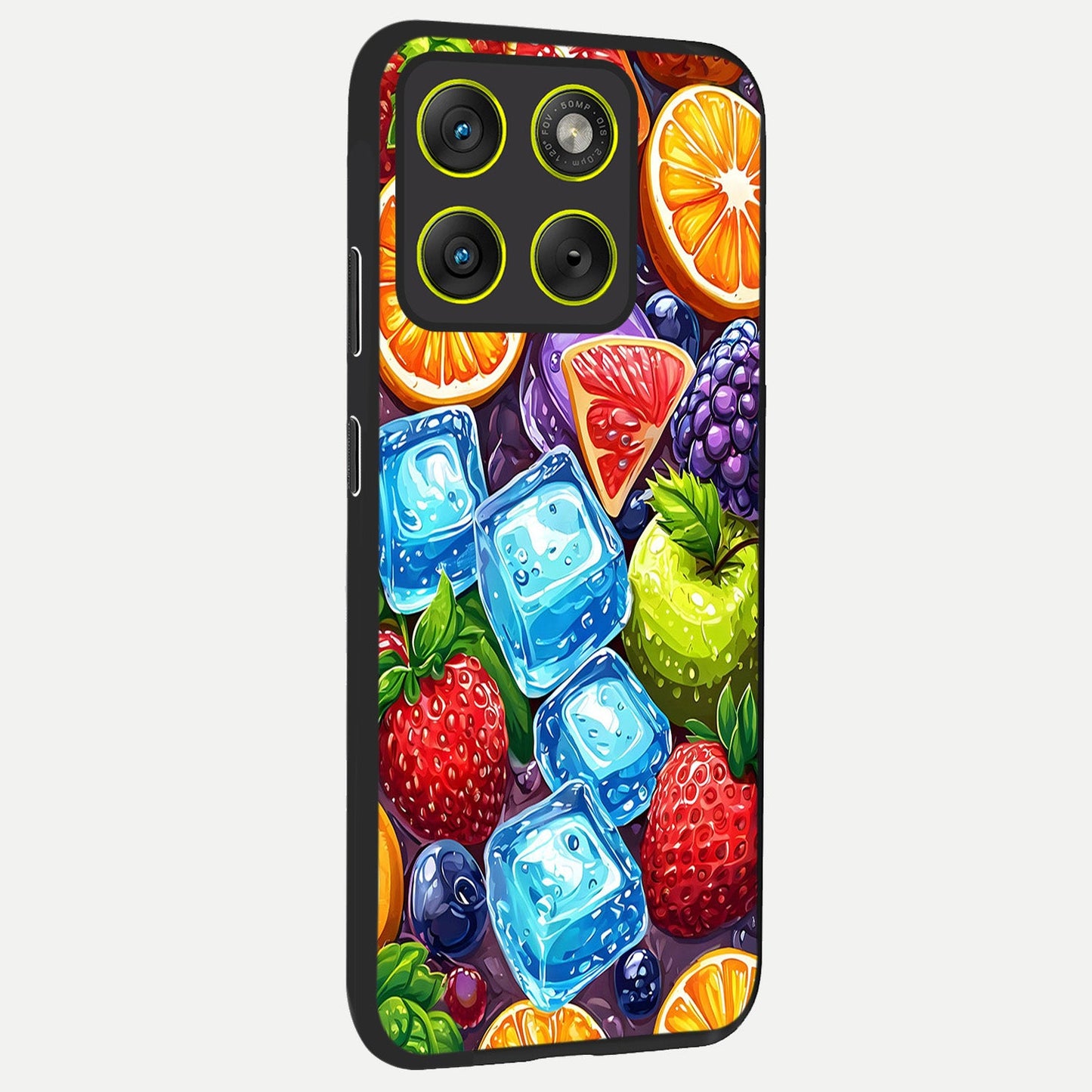  Colorful Fruits with Ice back cover For Moto Edge 70 slim fit glass case with vibrant aesthetic design