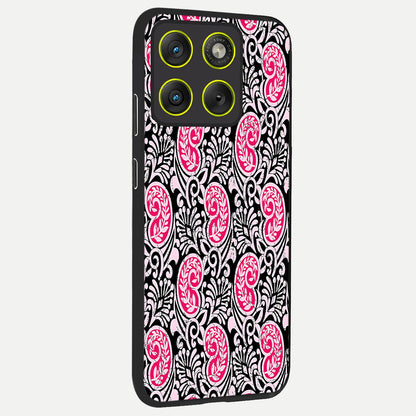  Crimson Paisley Charm back cover For Moto Edge 70 slim fit glass case with vibrant aesthetic design