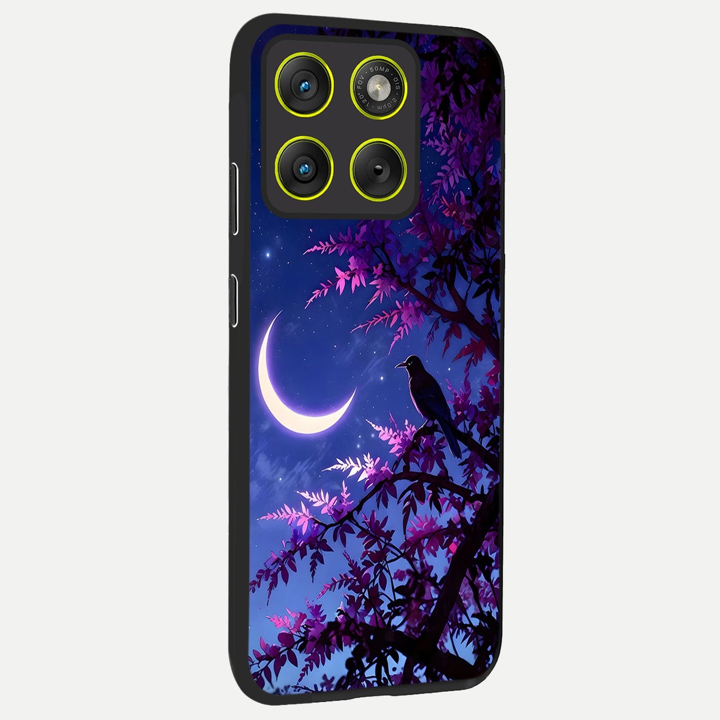  Crow And Moon Scenery back cover For Moto Edge 70 slim fit glass case with vibrant aesthetic design