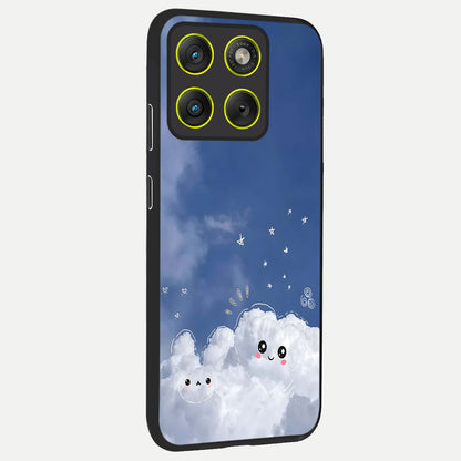  Cute Blossom Cloud back cover For Moto Edge 70 slim fit glass case with vibrant aesthetic design