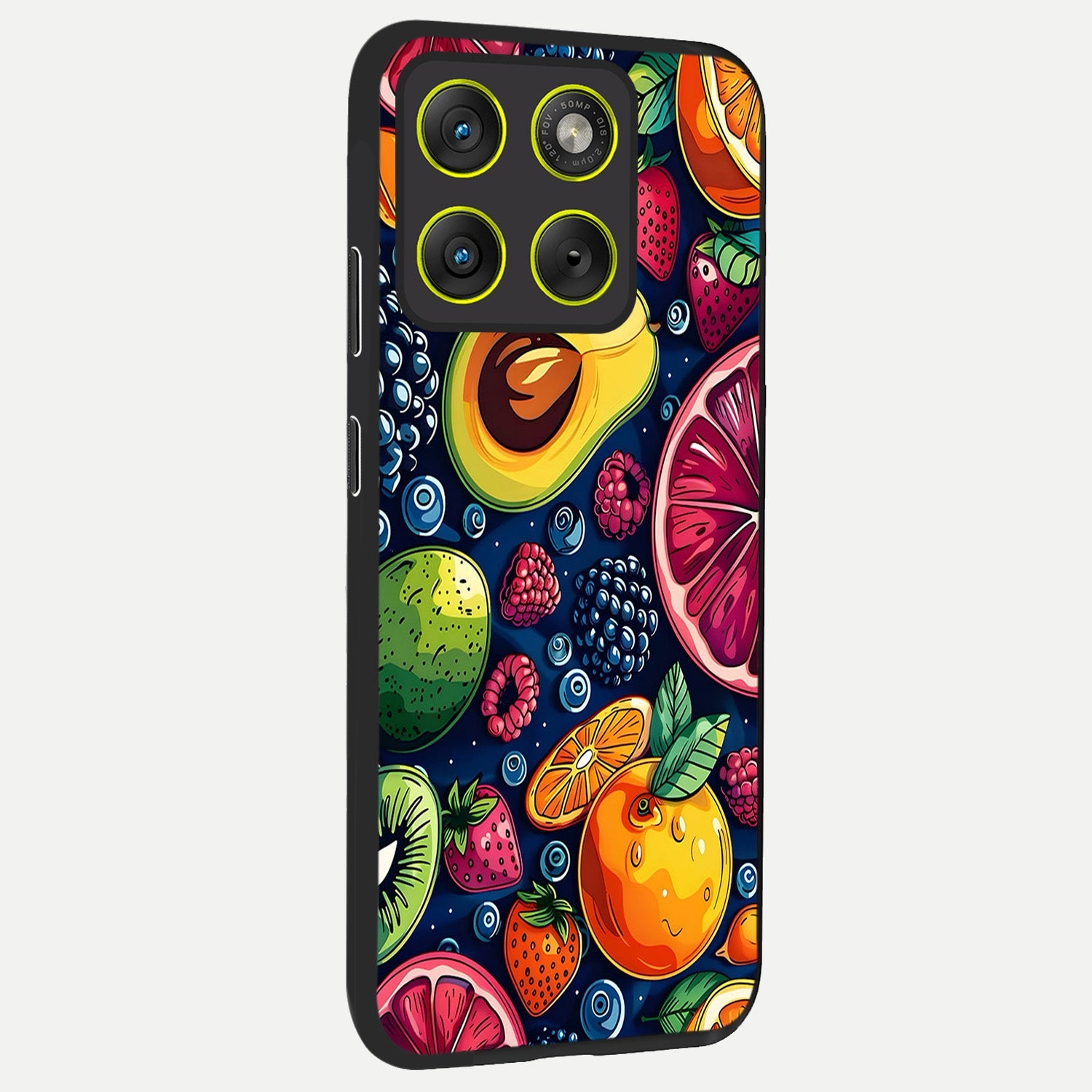  Cute Fruits Art back cover For Moto Edge 70 slim fit glass case with vibrant aesthetic design