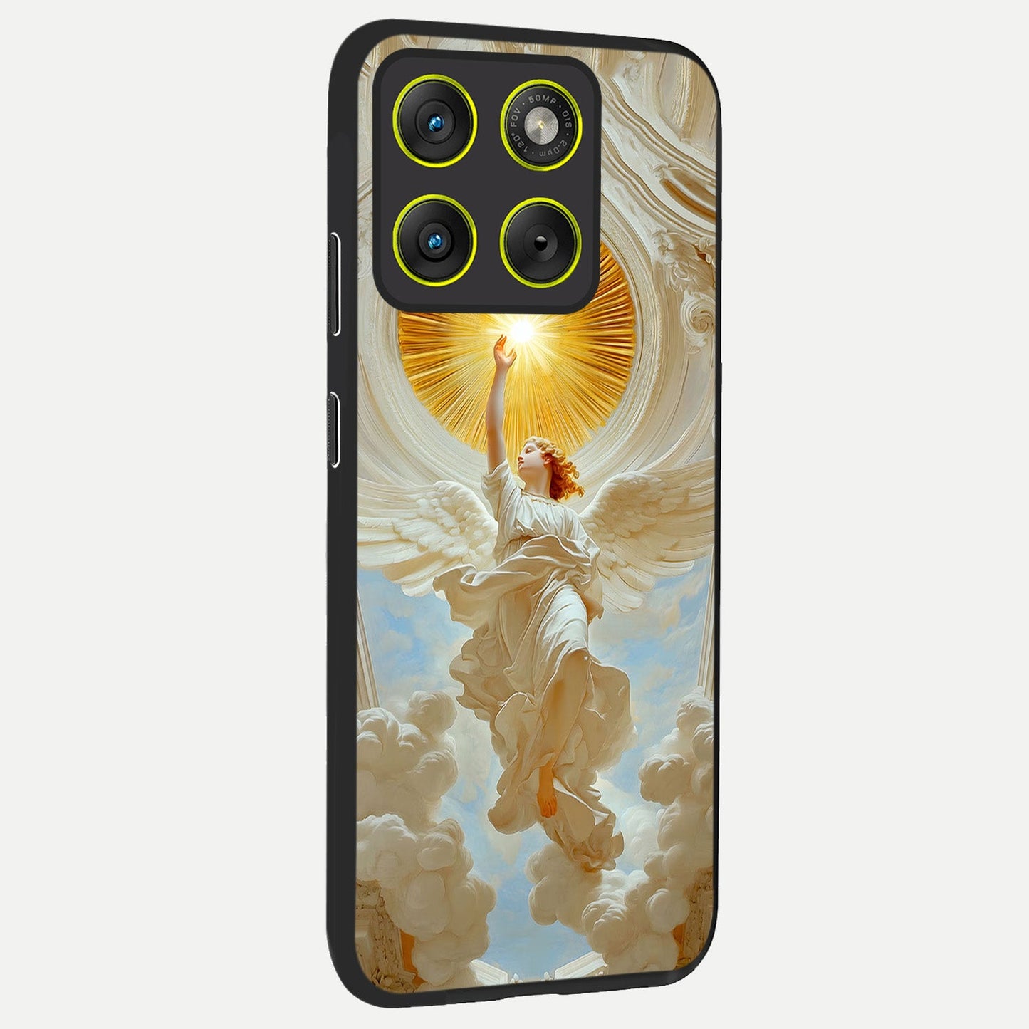  Divine Light Angel back cover For Moto Edge 70 slim fit glass case with vibrant aesthetic design