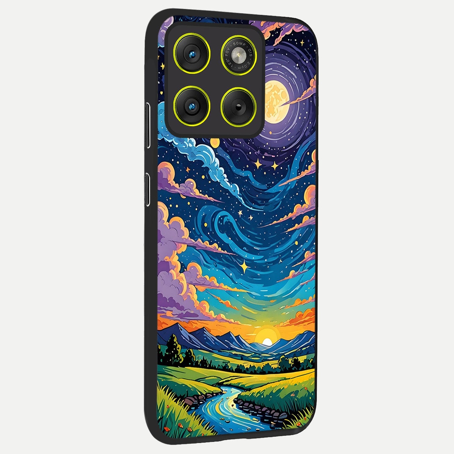  Dreamy Night Landscape back cover For Moto Edge 70 slim fit glass case with vibrant aesthetic design