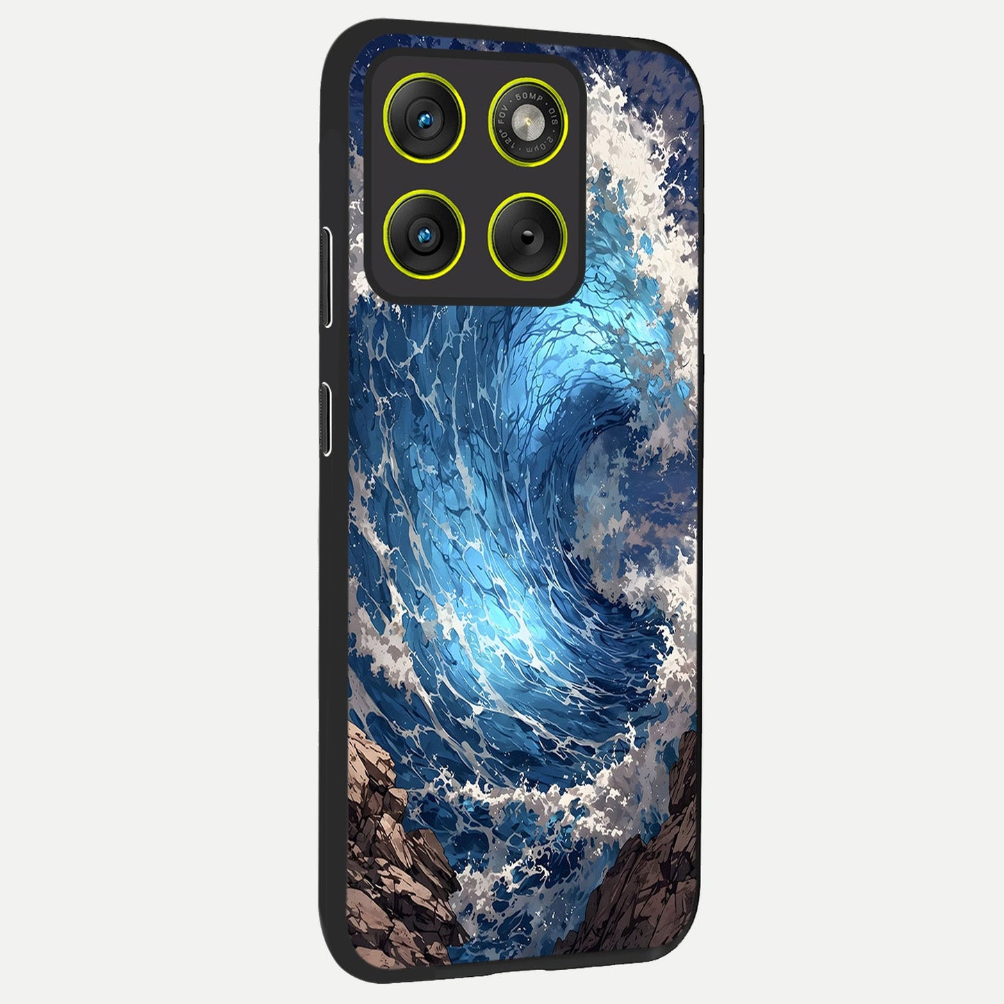  Giant Ocean Wave back cover For Moto Edge 70 slim fit glass case with vibrant aesthetic design