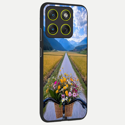  Golden Field Journey back cover For Moto Edge 70 slim fit glass case with vibrant aesthetic design