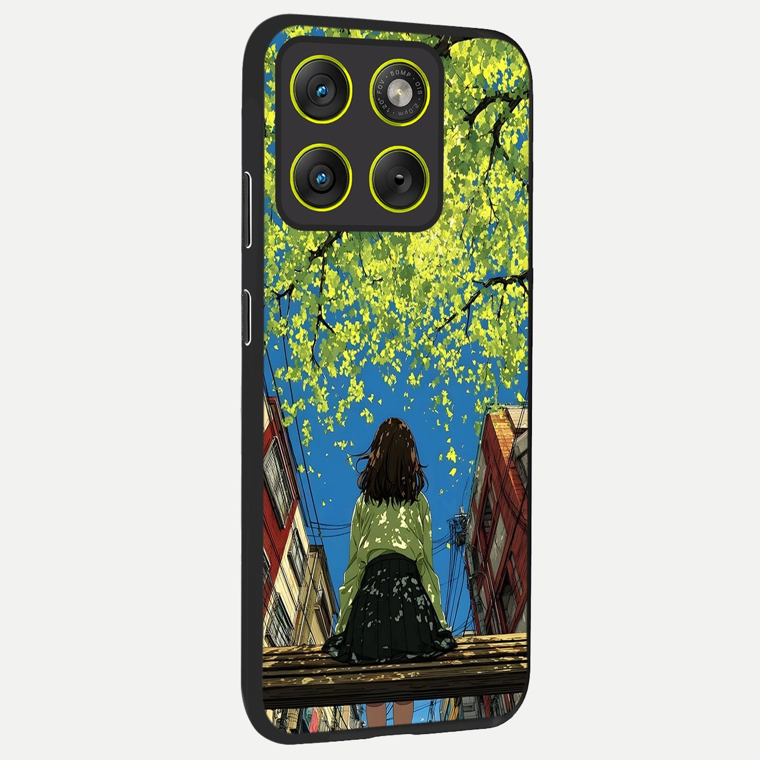  Golden Leaves Glow back cover For Moto Edge 70 slim fit glass case with vibrant aesthetic design