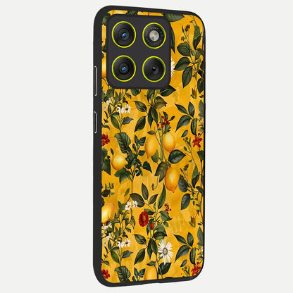  Golden Lemon Field back cover For Moto Edge 70 slim fit glass case with vibrant aesthetic design