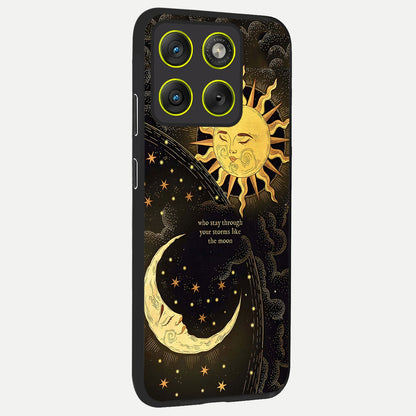  Golden Lunar Love back cover For Moto Edge 70 slim fit glass case with vibrant aesthetic design
