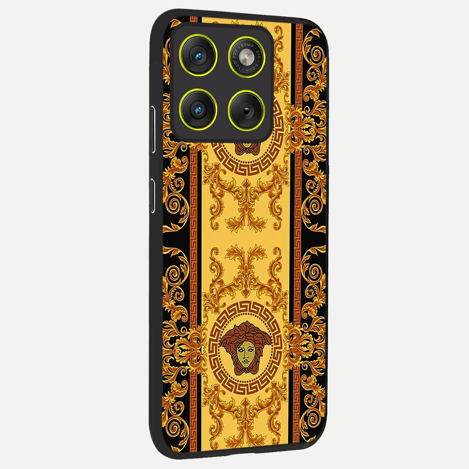  Golden Royal Heritage back cover For Moto Edge 70 slim fit glass case with vibrant aesthetic design