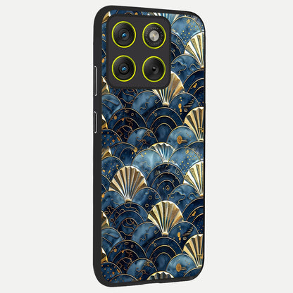  Golden Wave Luxe back cover For Moto Edge 70 slim fit glass case with vibrant aesthetic design