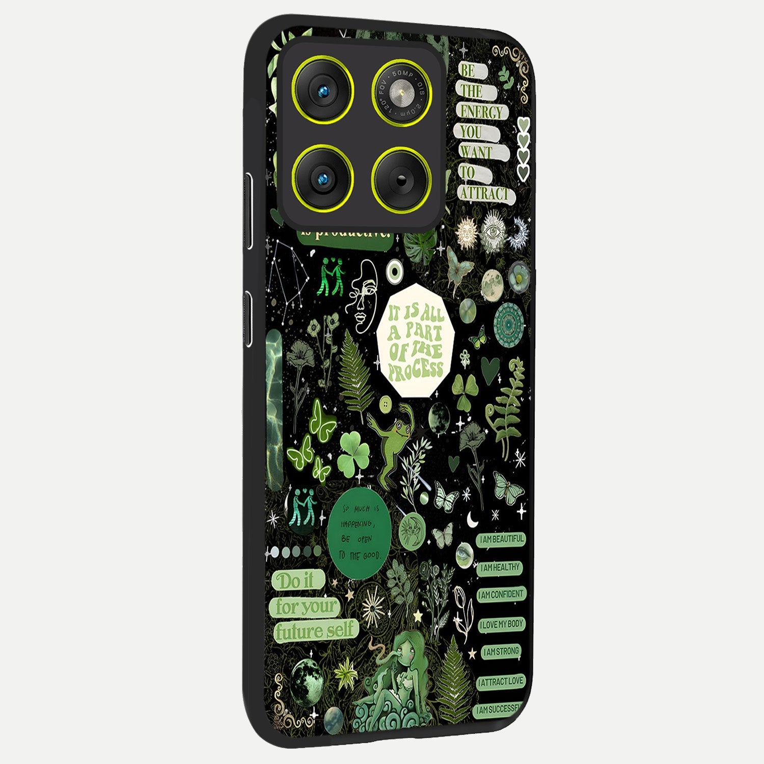  Green Mandala Pattern back cover For Moto Edge 70 slim fit glass case with vibrant aesthetic design