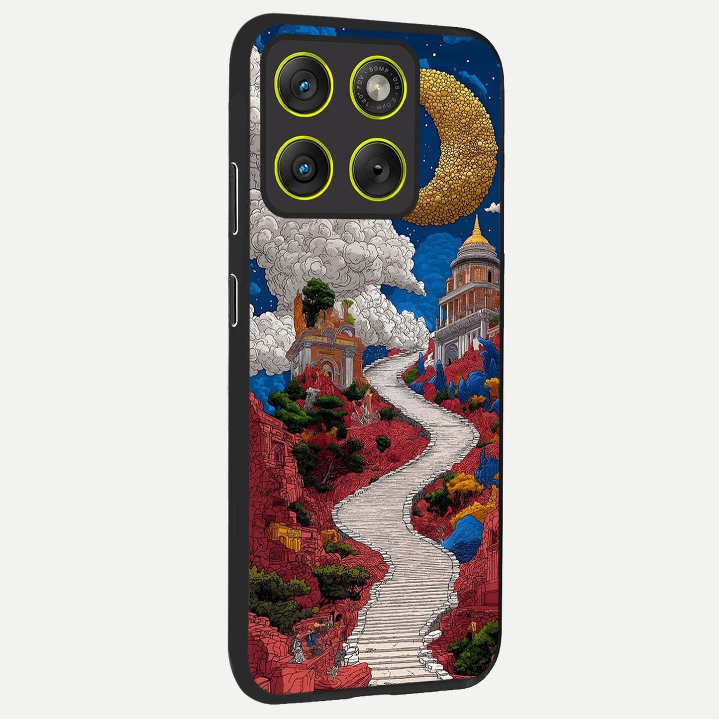  Heavenly Moon Path back cover For Moto Edge 70 slim fit glass case with vibrant aesthetic design