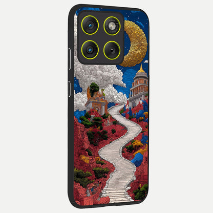  Heavenly Moon Path back cover For Moto Edge 70 slim fit glass case with vibrant aesthetic design