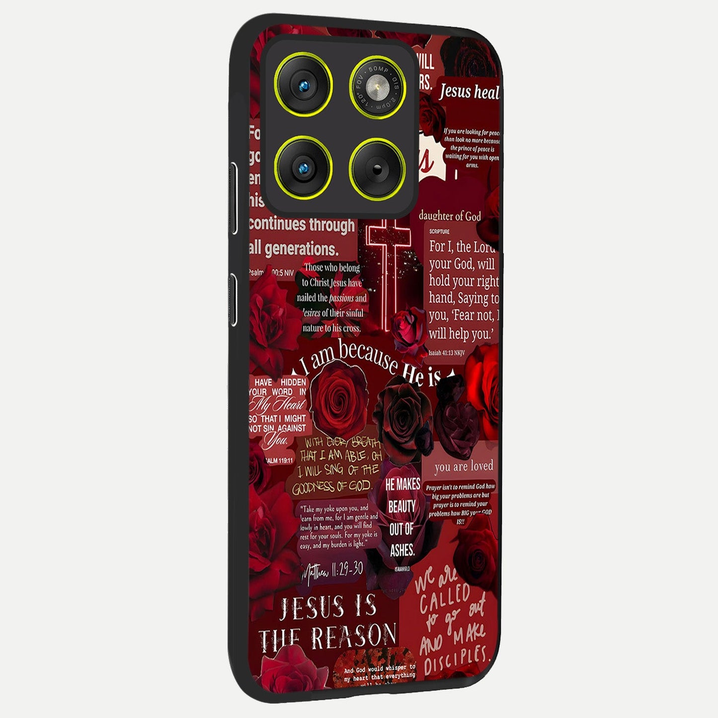  Jesus Love Heals back cover For Moto Edge 70 slim fit glass case with vibrant aesthetic design