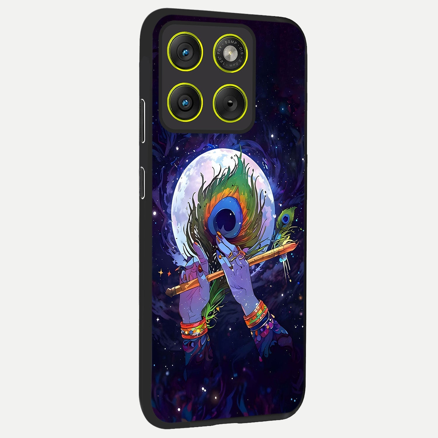  Krishna Hands Art back cover For Moto Edge 70 slim fit glass case with vibrant aesthetic design
