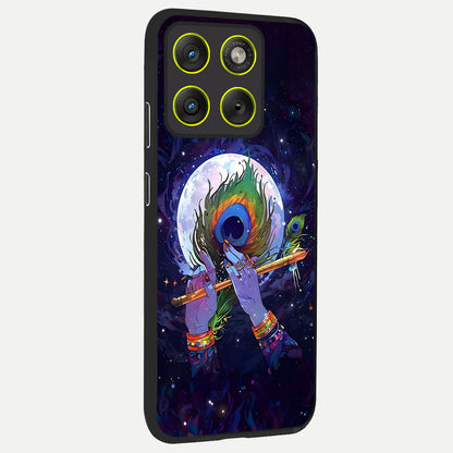  Krishna Hands Art back cover For Moto Edge 70 slim fit glass case with vibrant aesthetic design