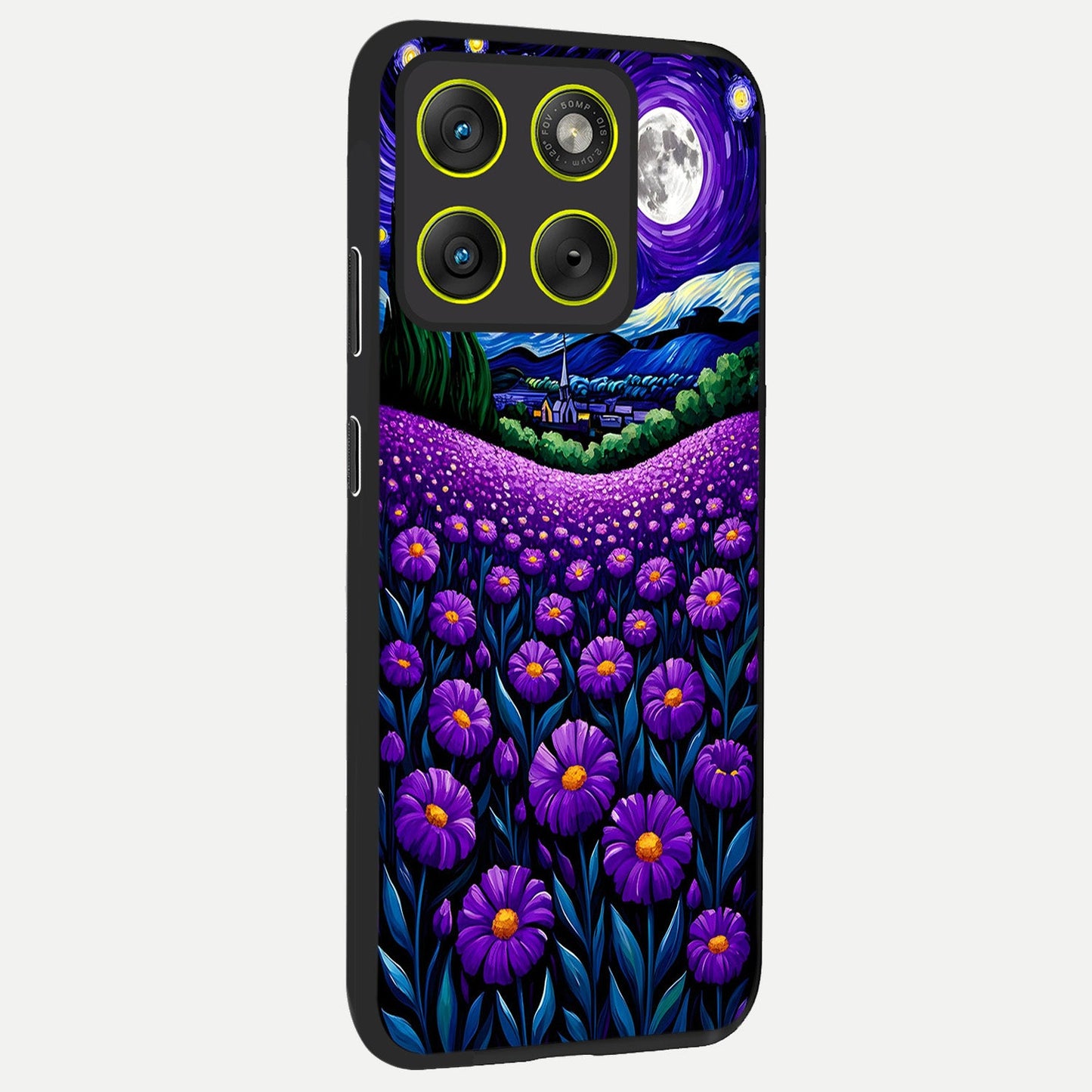 Lavender Moon Field back cover For Moto Edge 70 slim fit glass case with vibrant aesthetic design
