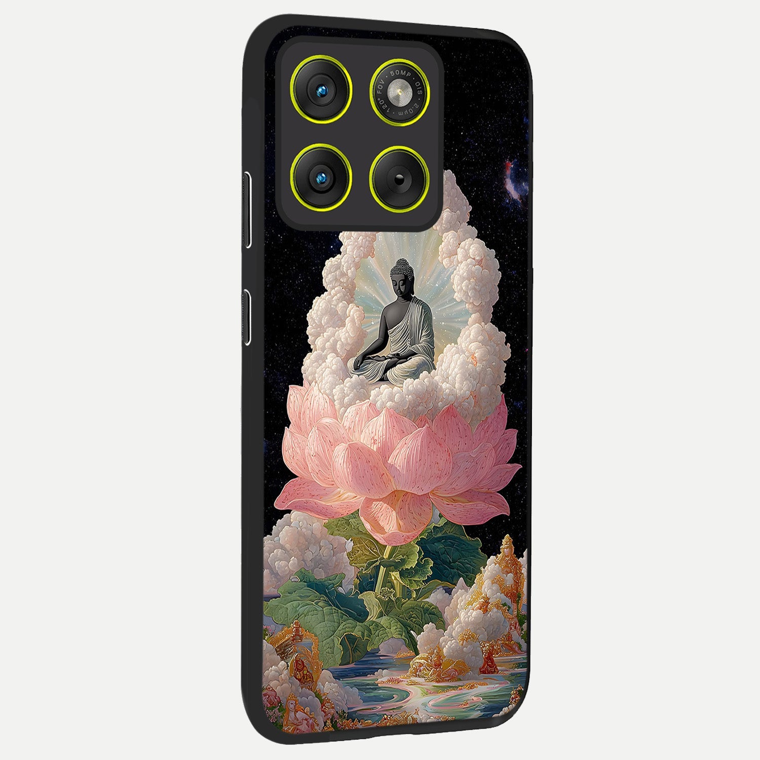  Lotus Divine Peace back cover For Moto Edge 70 slim fit glass case with vibrant aesthetic design