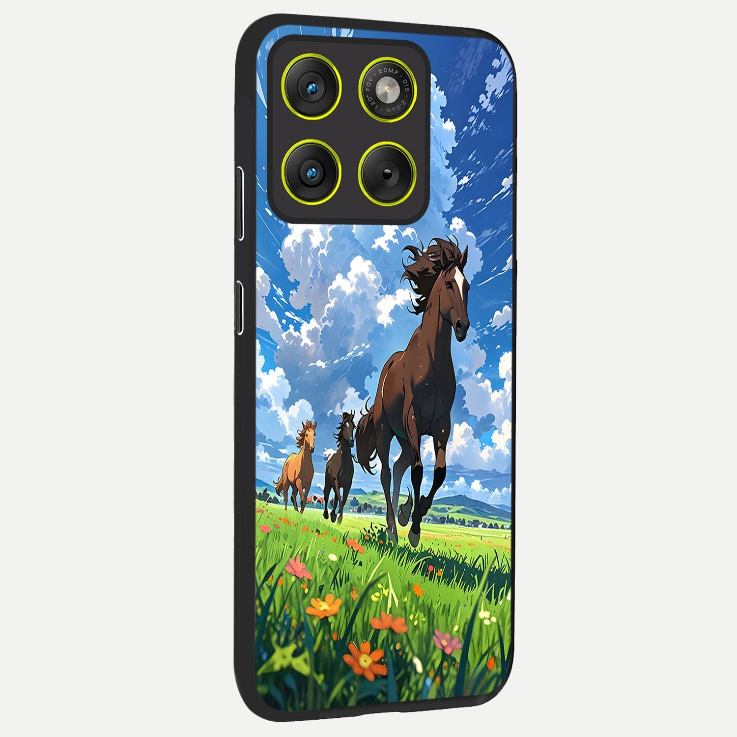  Majestic Horses Galloping back cover For Moto Edge 70 slim fit glass case with vibrant aesthetic design
