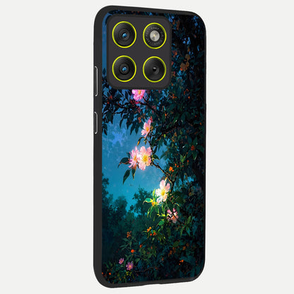  Midnight Bloom Glow back cover For Moto Edge 70 slim fit glass case with vibrant aesthetic design