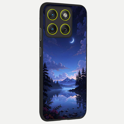  Midnight Lake Peace back cover For Moto Edge 70 slim fit glass case with vibrant aesthetic design