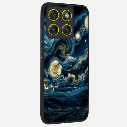  Midnight Sky Whirl back cover For Moto Edge 70 slim fit glass case with vibrant aesthetic design