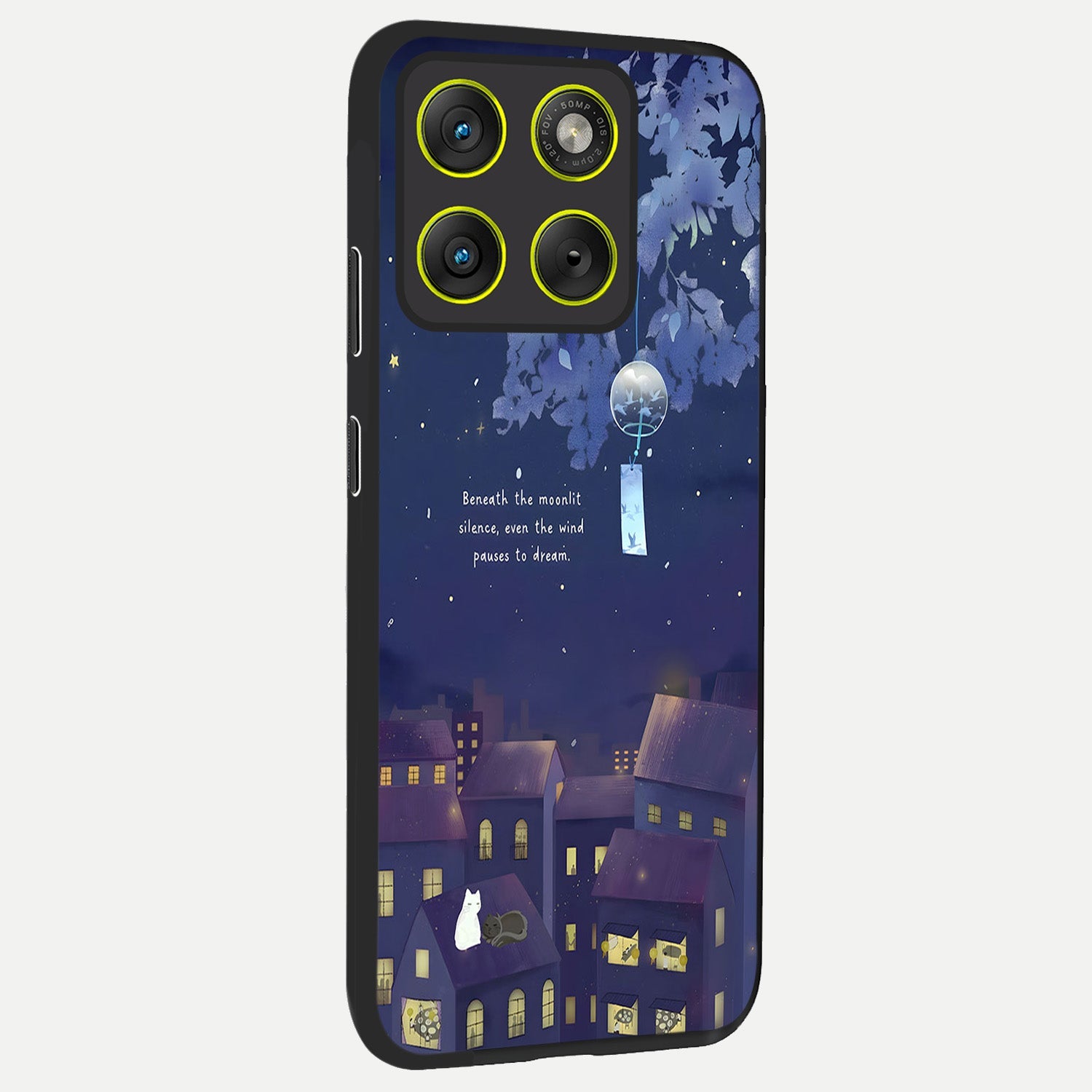  Moonlit Cat Silence back cover For Moto Edge 70 slim fit glass case with vibrant aesthetic design