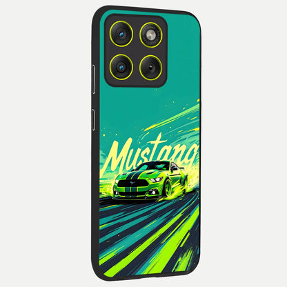  Mustang Bang back cover For Moto Edge 70 slim fit glass case with vibrant aesthetic design