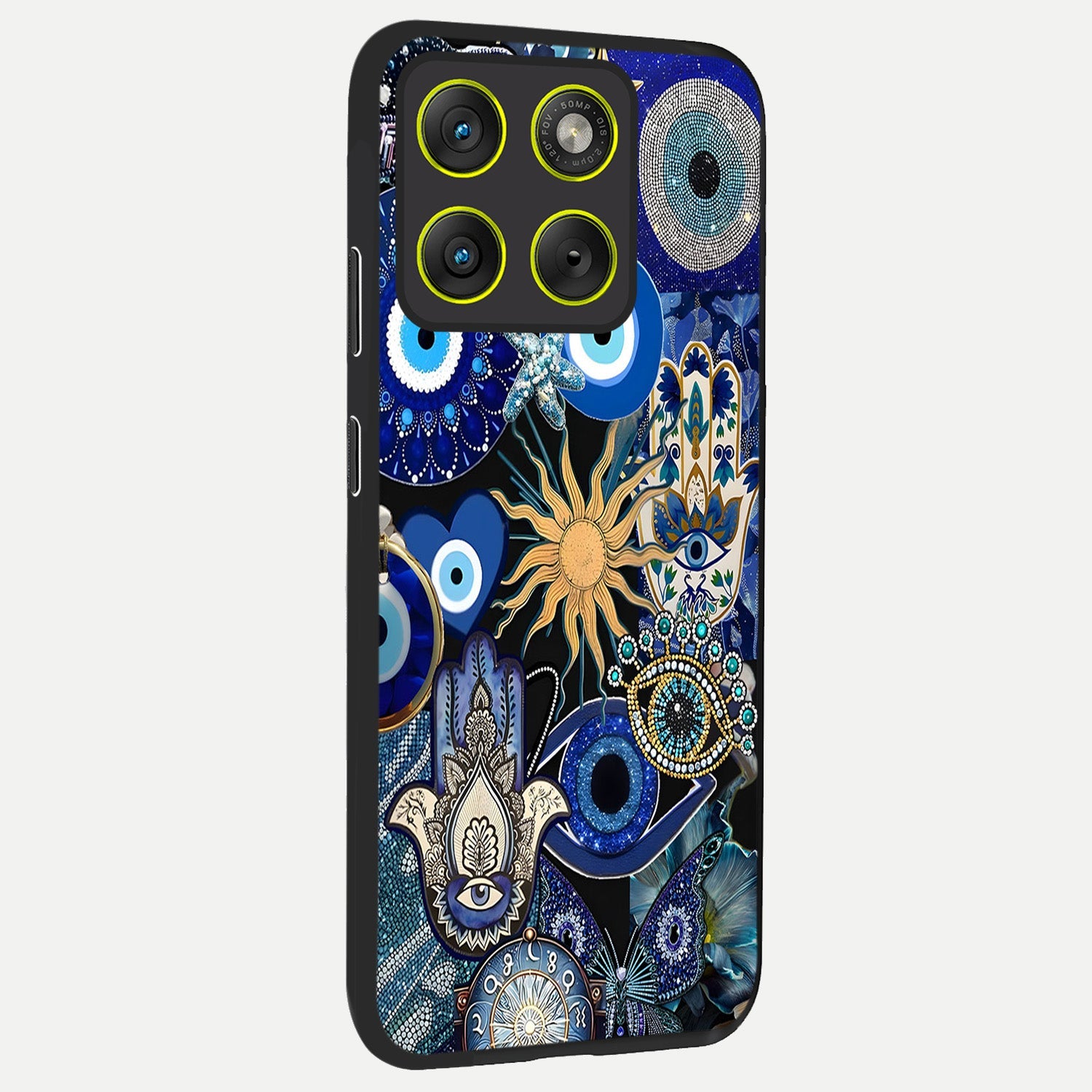  Mystic Blue Evil Eye back cover For Moto Edge 70 slim fit glass case with vibrant aesthetic design