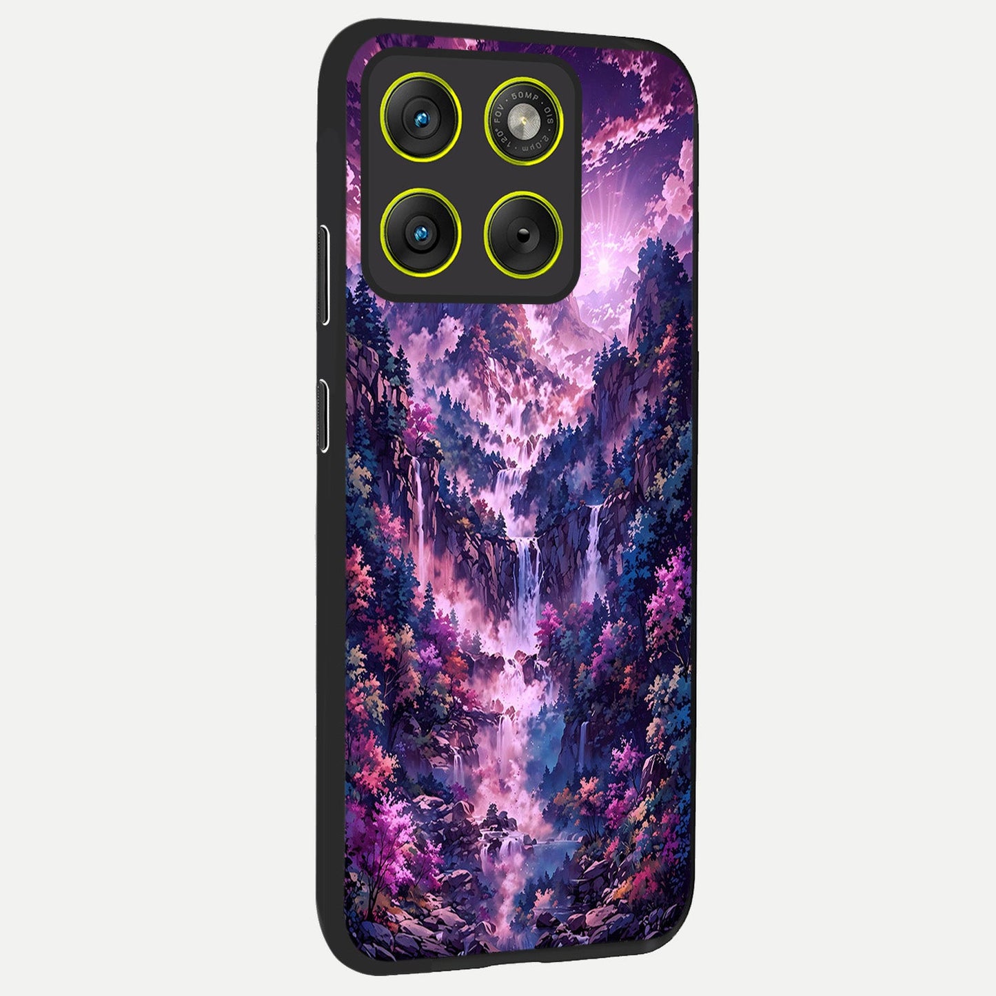  Mystic Cascade Peaks back cover For Moto Edge 70 slim fit glass case with vibrant aesthetic design