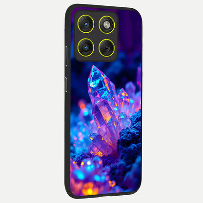  Neon Aura Shards back cover For Moto Edge 70 slim fit glass case with vibrant aesthetic design
