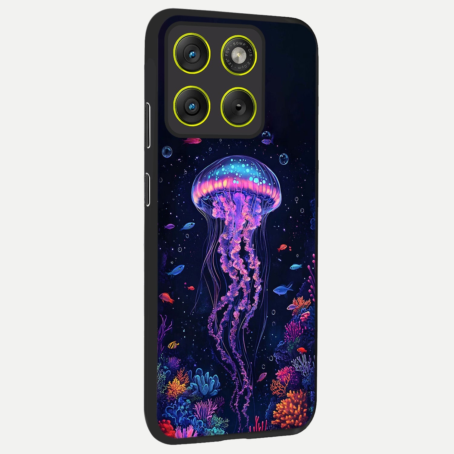  Neon Jellyfish back cover For Moto Edge 70 slim fit glass case with vibrant aesthetic design