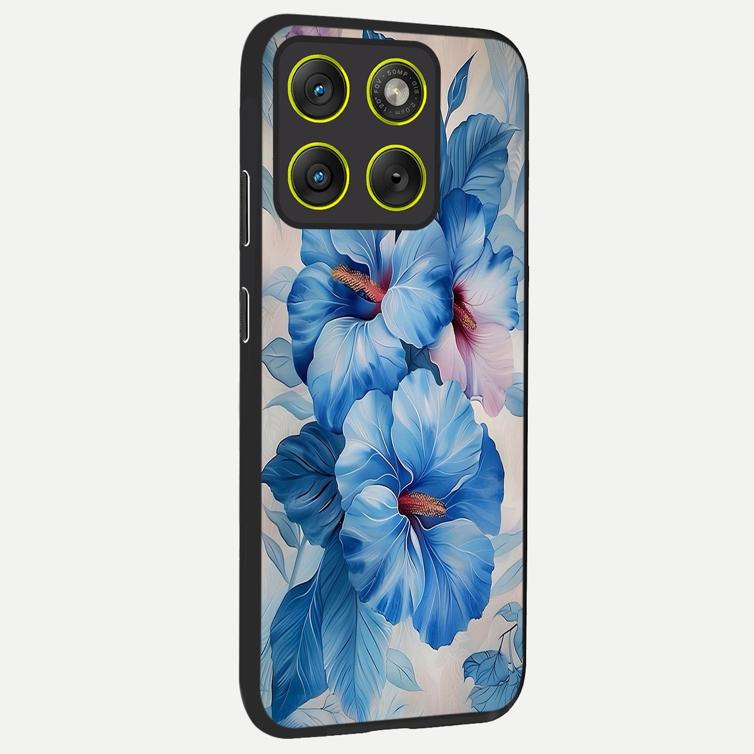  Ocean Hibiscus Grace back cover For Moto Edge 70 slim fit glass case with vibrant aesthetic design