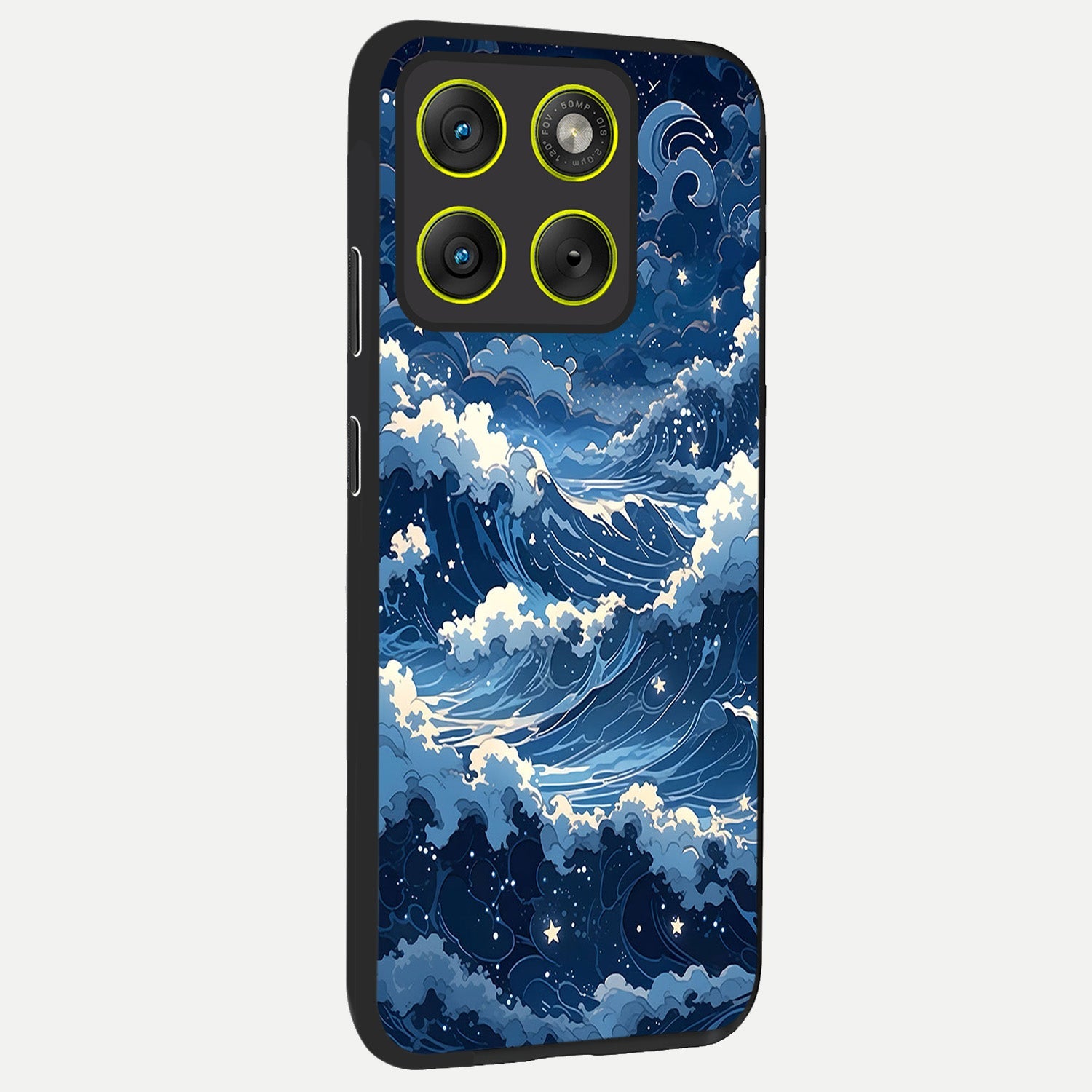  Ocean Moon Waves back cover For Moto Edge 70 slim fit glass case with vibrant aesthetic design