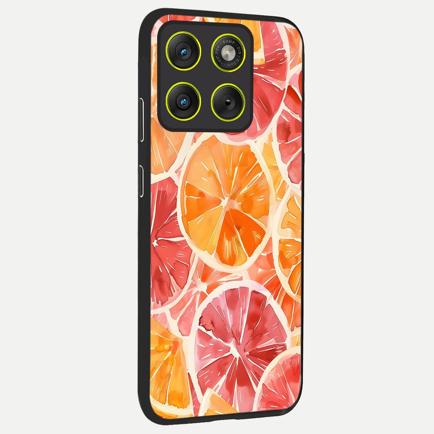  Orange Fruits Pattern back cover For Moto Edge 70 slim fit glass case with vibrant aesthetic design