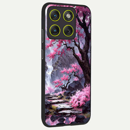  Pink Sunflower Glow back cover For Moto Edge 70 slim fit glass case with vibrant aesthetic design