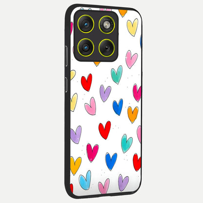  Playful Love Doodles back cover For Moto Edge 70 slim fit glass case with vibrant aesthetic design