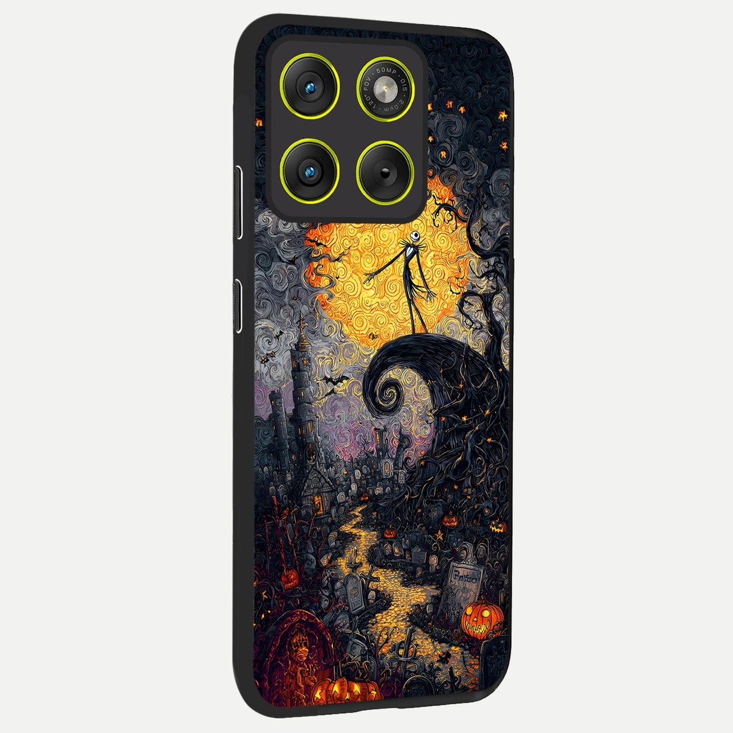  Pumpkin Moon Night back cover For Moto Edge 70 slim fit glass case with vibrant aesthetic design