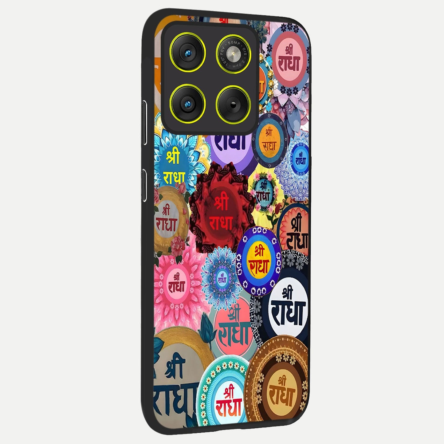  Radha Divine Bloom back cover For Moto Edge 70 slim fit glass case with vibrant aesthetic design