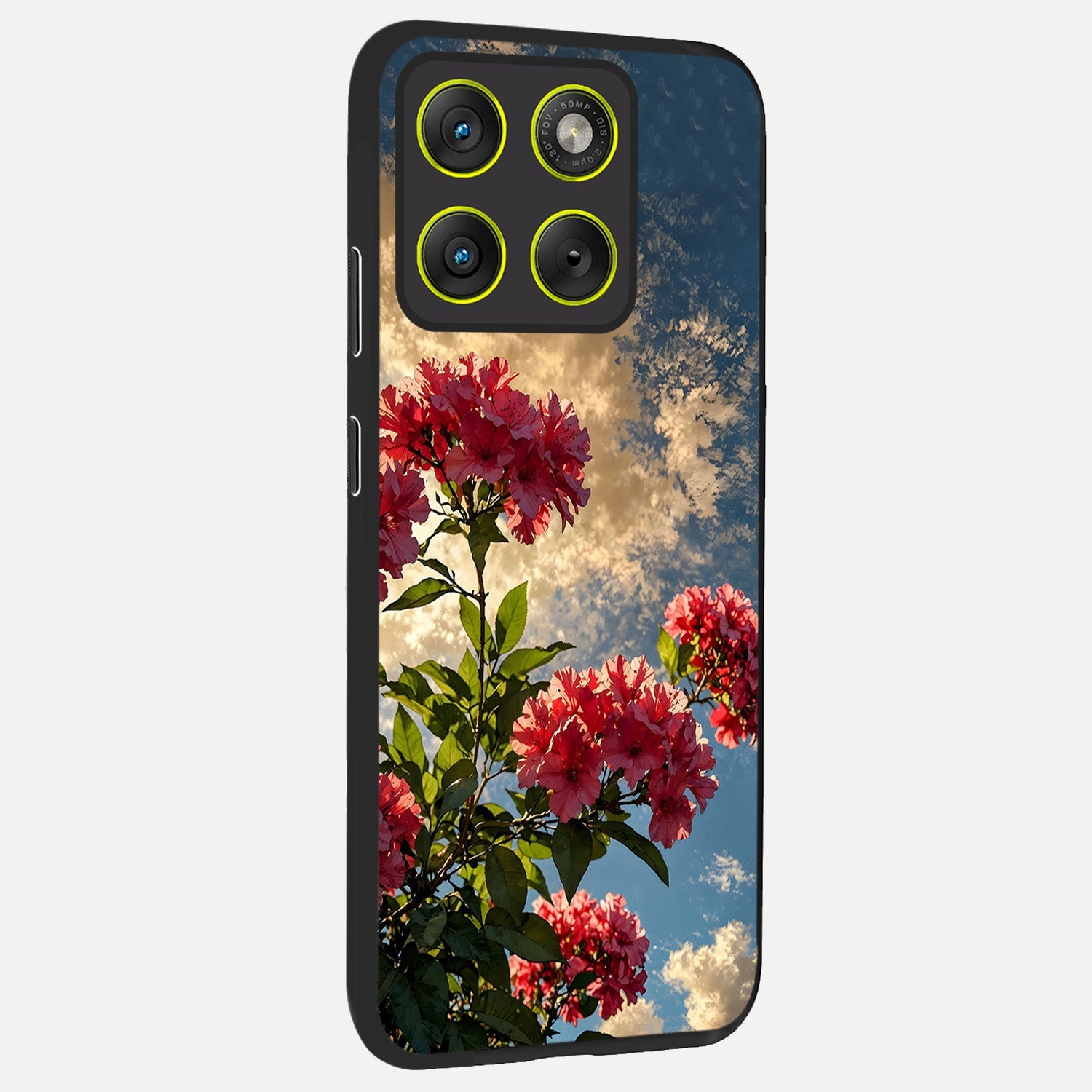  Red Bloom Skies back cover For Moto Edge 70 slim fit glass case with vibrant aesthetic design